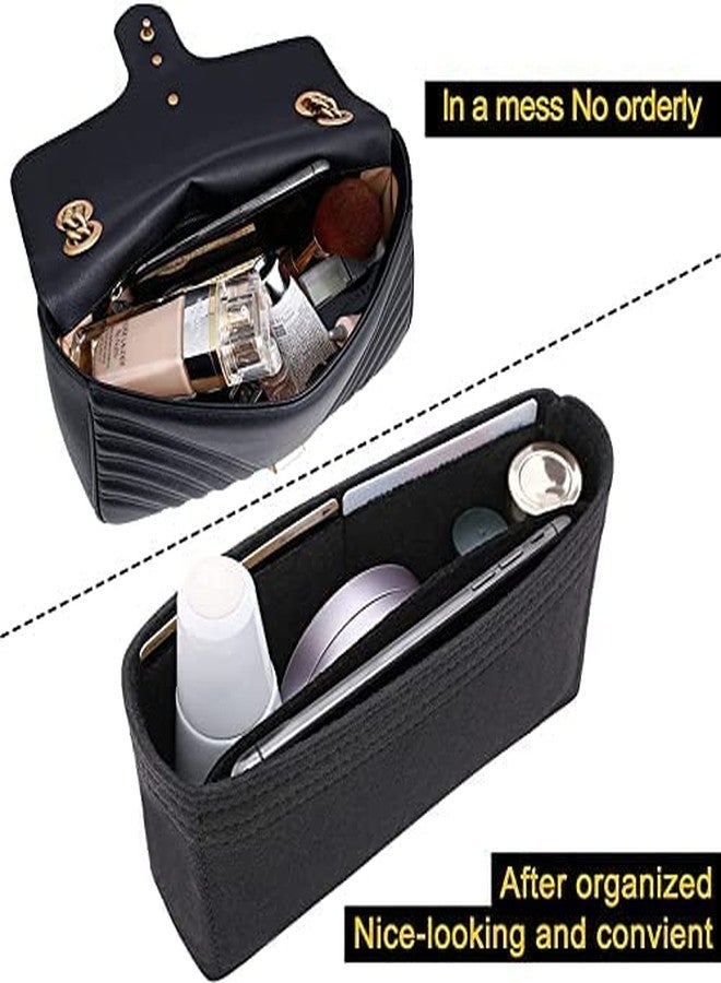 SYUTAM Women Felt Fabric Purse Organizer Inserts for Ladies Shoulder Handbag, Tote, Hobo Bag & Purse Divider, Multiple Storage Compartment (Black) (11x2.2x6) (Size - Medium MG) - Image 4